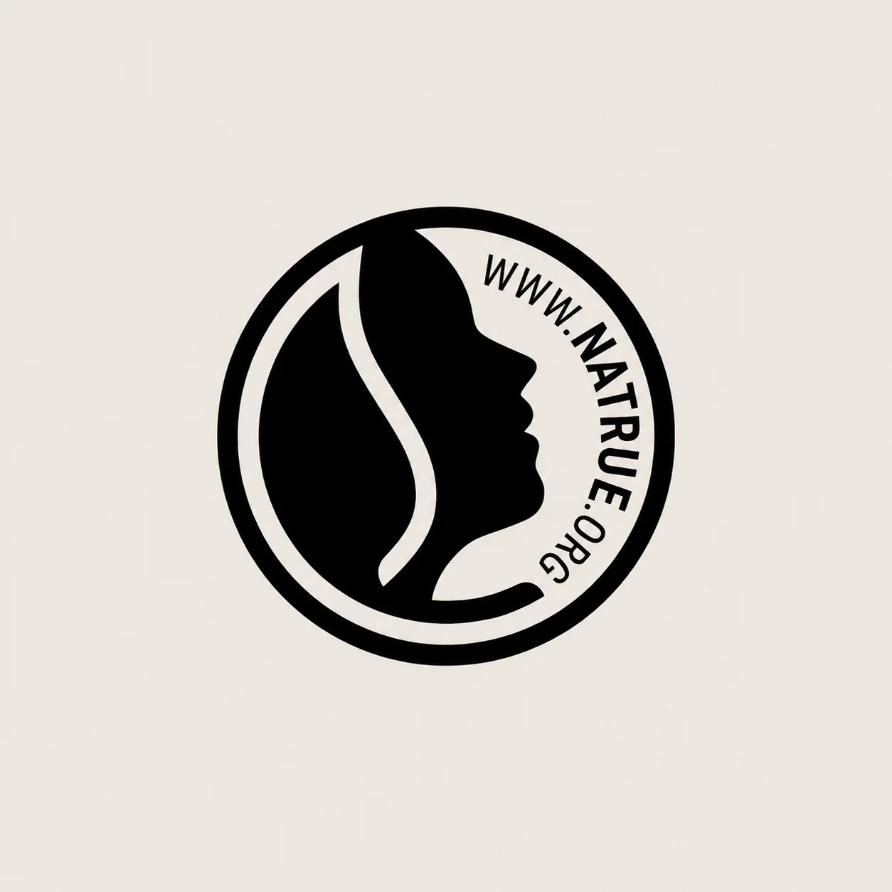 NATRUE certification logo featuring a silhouette of a face with a leaf outline and the website URL www.natrue.org.